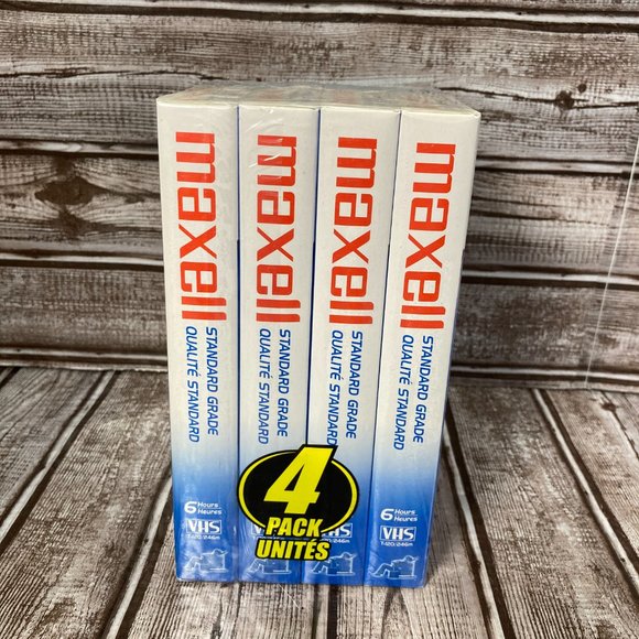 MAXELL 6 Hours T-120 4 Pack Blank Standard Grade VHS Tapes Brand NEW SEALED - Picture 4 of 6
